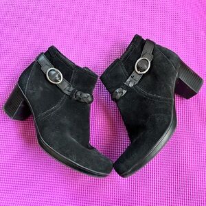 Clarks | Black Suede Ankle Boots with Braided Strap 🖤